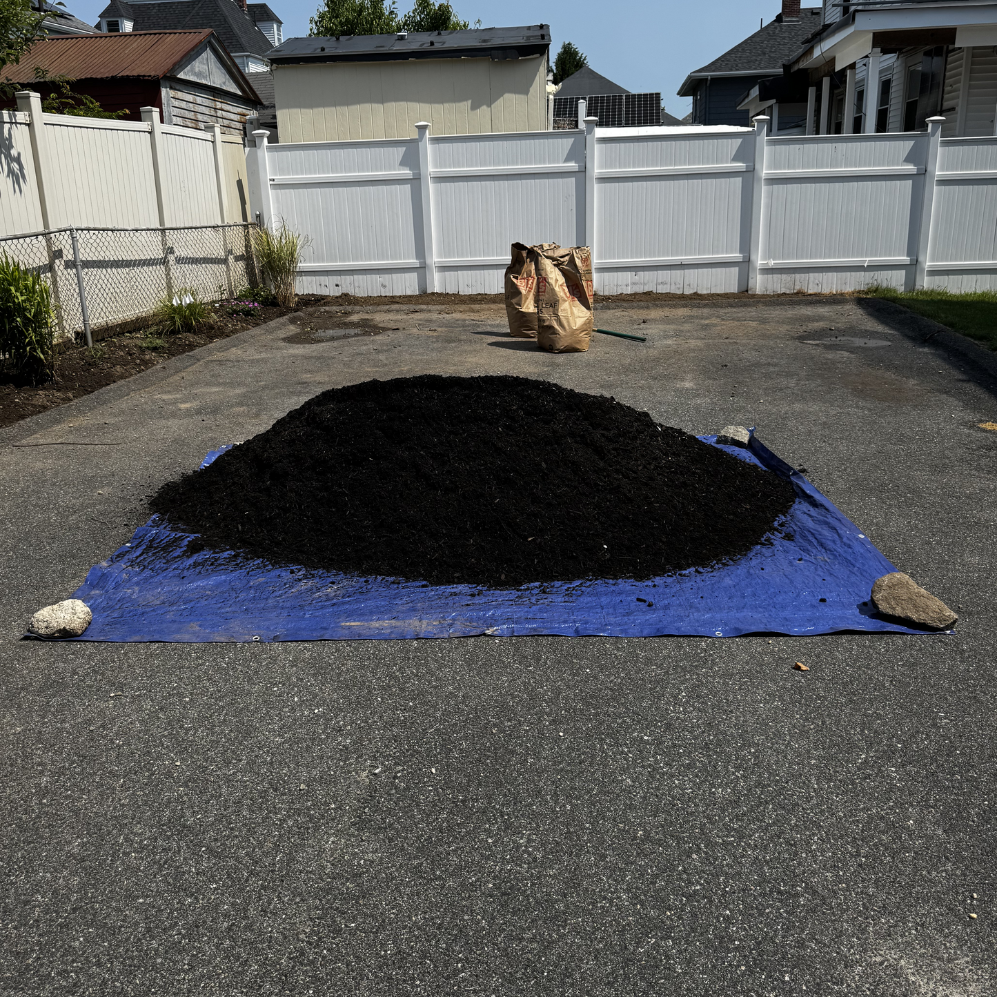 Black mulch ground-cover for garden beds and tree rings