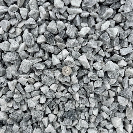 White Marble ½" — small-format bright white crushed marble for walkways, paths, and fine decorative detail